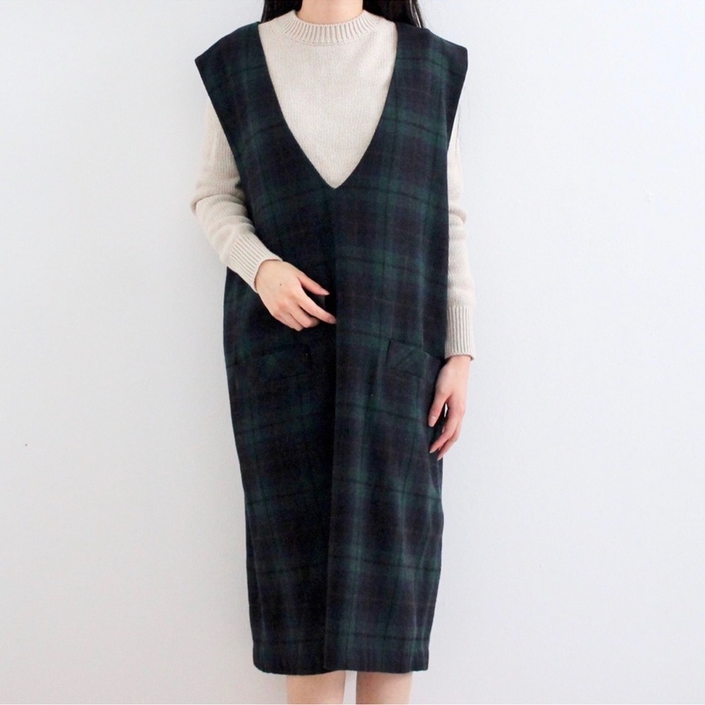 Vintage Sag Harbor plaid sheath jumper dress